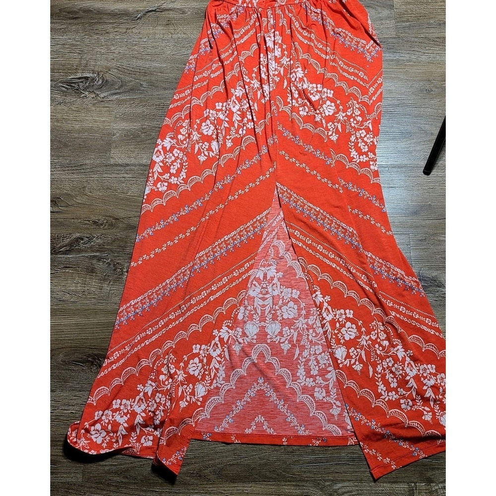 Three Pink Hearts XS Red Floral Halter Maxi Dress Boho High Neck Cutout Back... - Picture 6 of 10